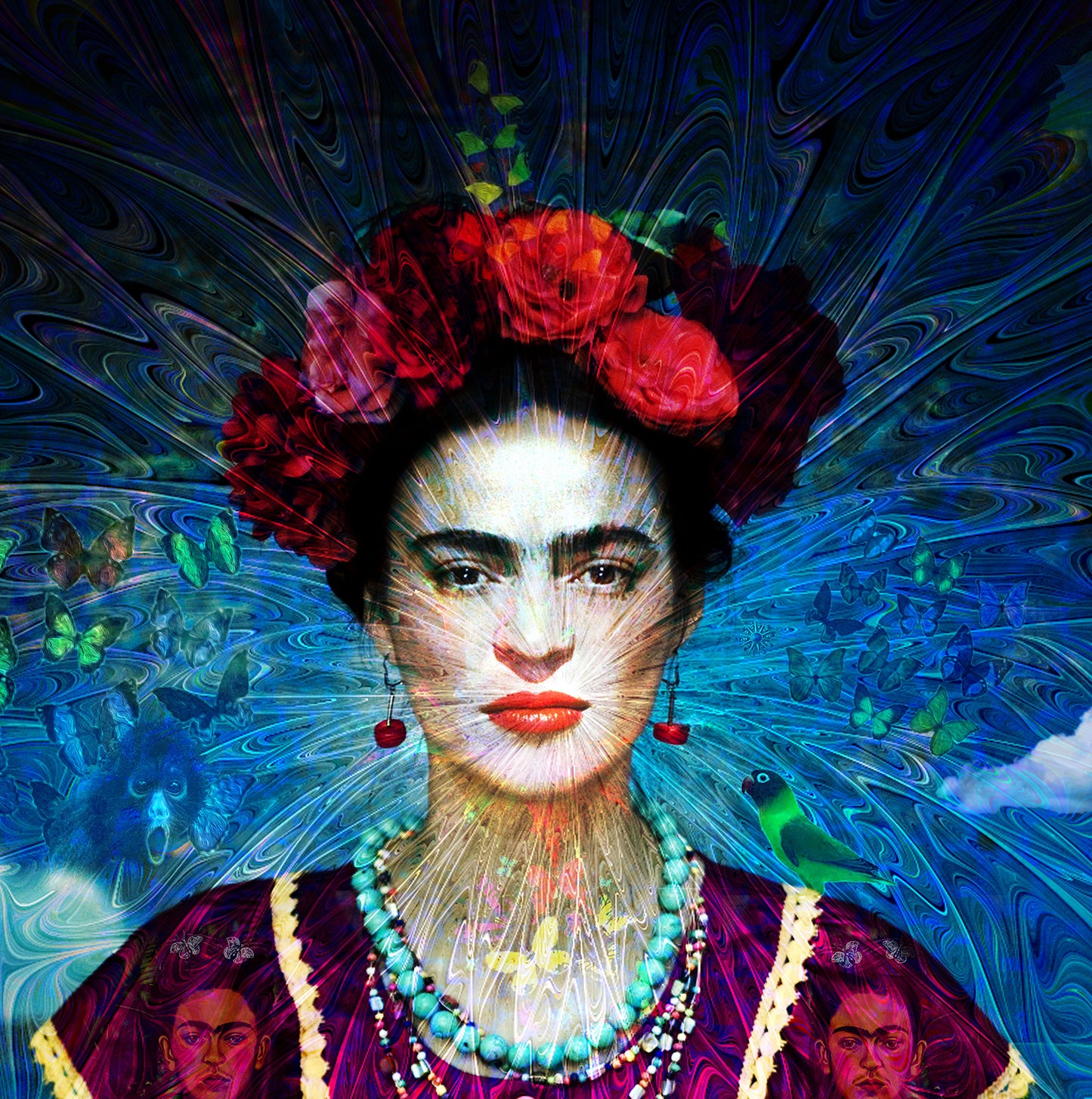"ETERNAMENTE FRIDA" MIX MEDIA ARTWORK ON CANVAS 36 x 24 Inches