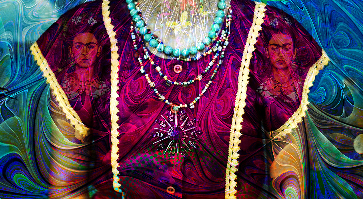 "ETERNAMENTE FRIDA" MIX MEDIA ARTWORK ON CANVAS 36 x 24 Inches