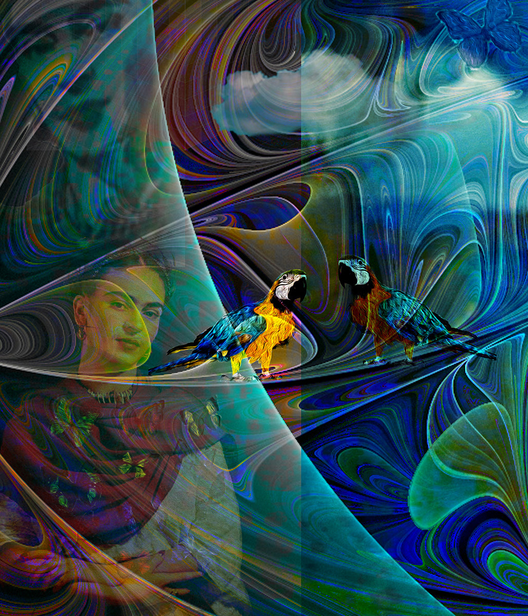 "ETERNAMENTE FRIDA" MIX MEDIA ARTWORK ON CANVAS 36 x 24 Inches