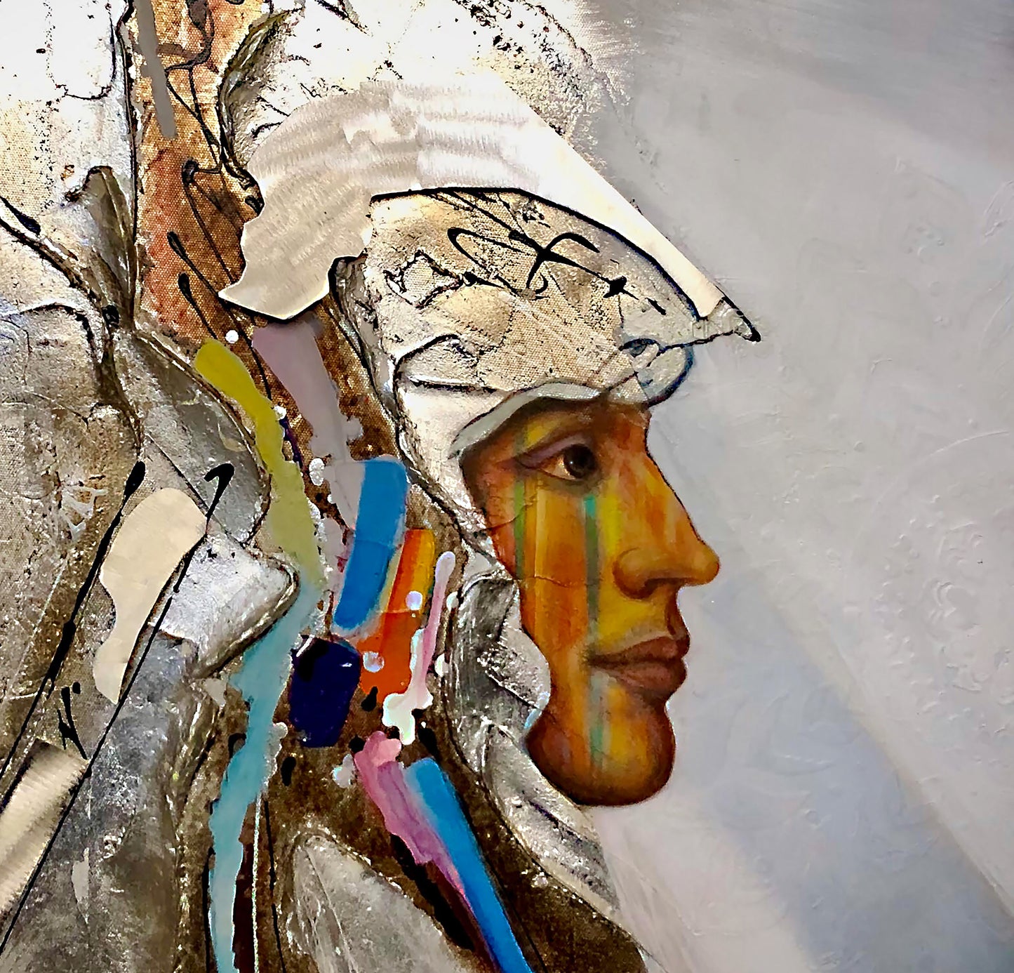 WARRIOR OF LIGHT - HAND EMBELLISHED GICLEE ON CANVAS 33 X 33 Inches