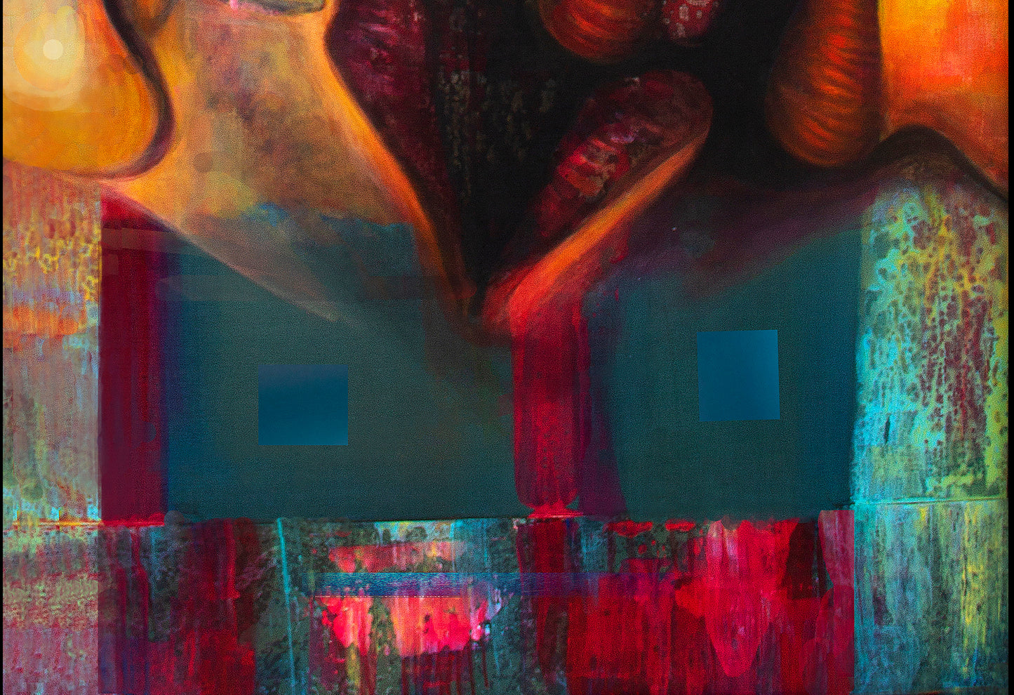 "BUTTERFLIES" ORIGINAL ACRYLIC ON CANVAS 26.5 X 47.5 INCHES.