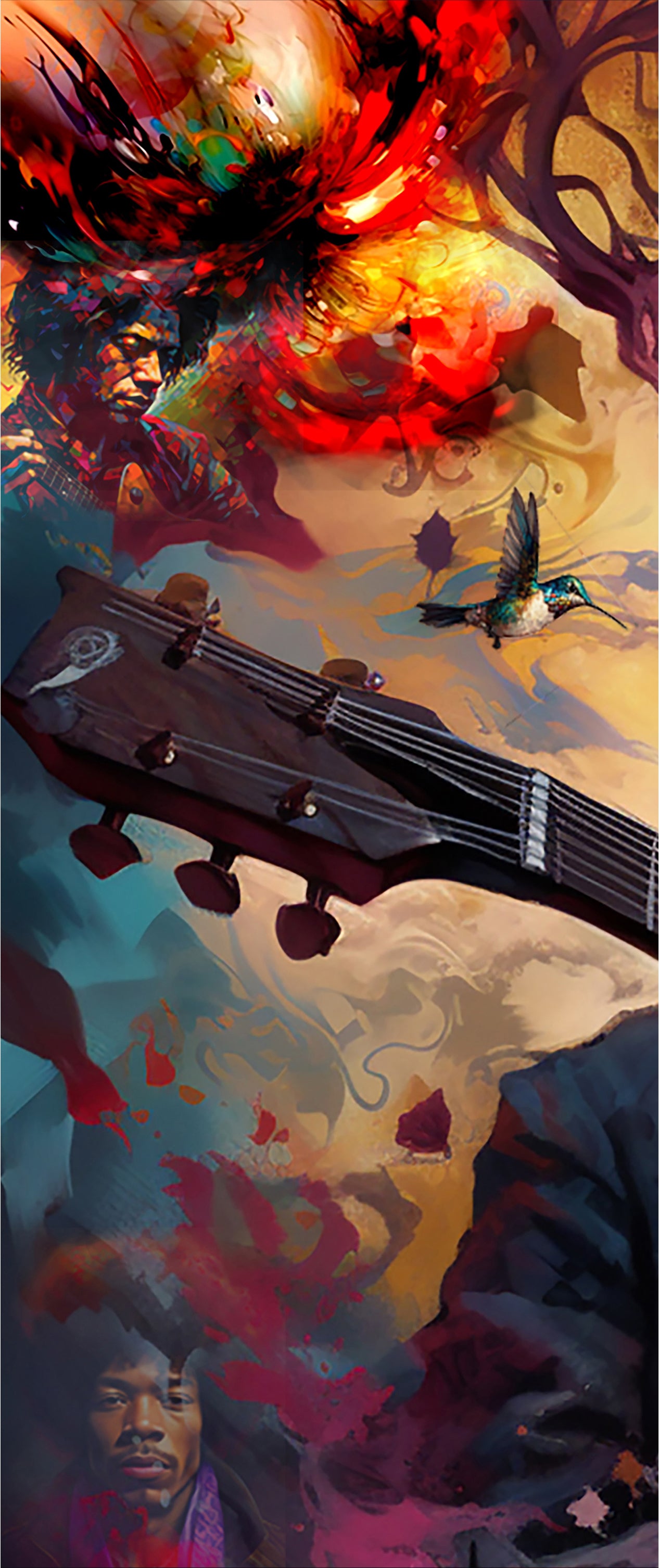 "JIMI HENDRIX TRIBUTE" - LIMITED EDITION PRINT - 12 X 18 Inches