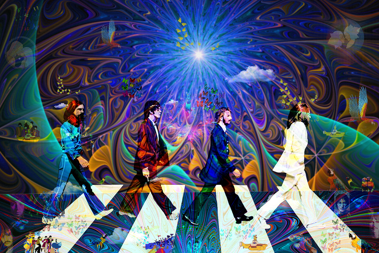 "ABBEY ROAD DREAMS" MIX MEDIA ARTWORK ON CANVAS 36 x 24 Inches