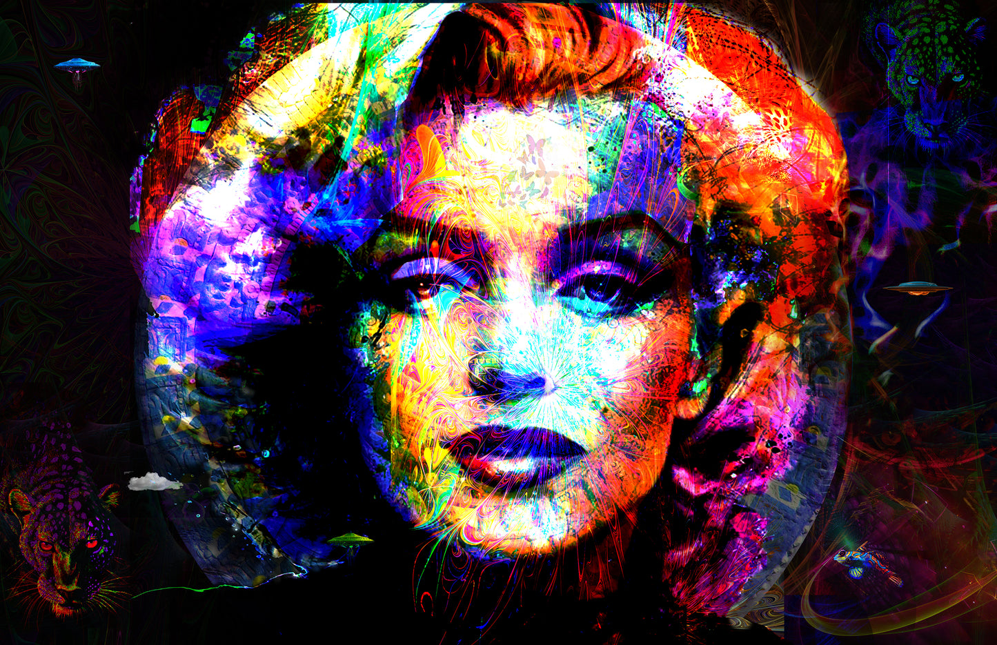 "MARILYN FOR EVER" MIX MEDIA ARTWORK ON CANVAS 36 x 24 Inches
