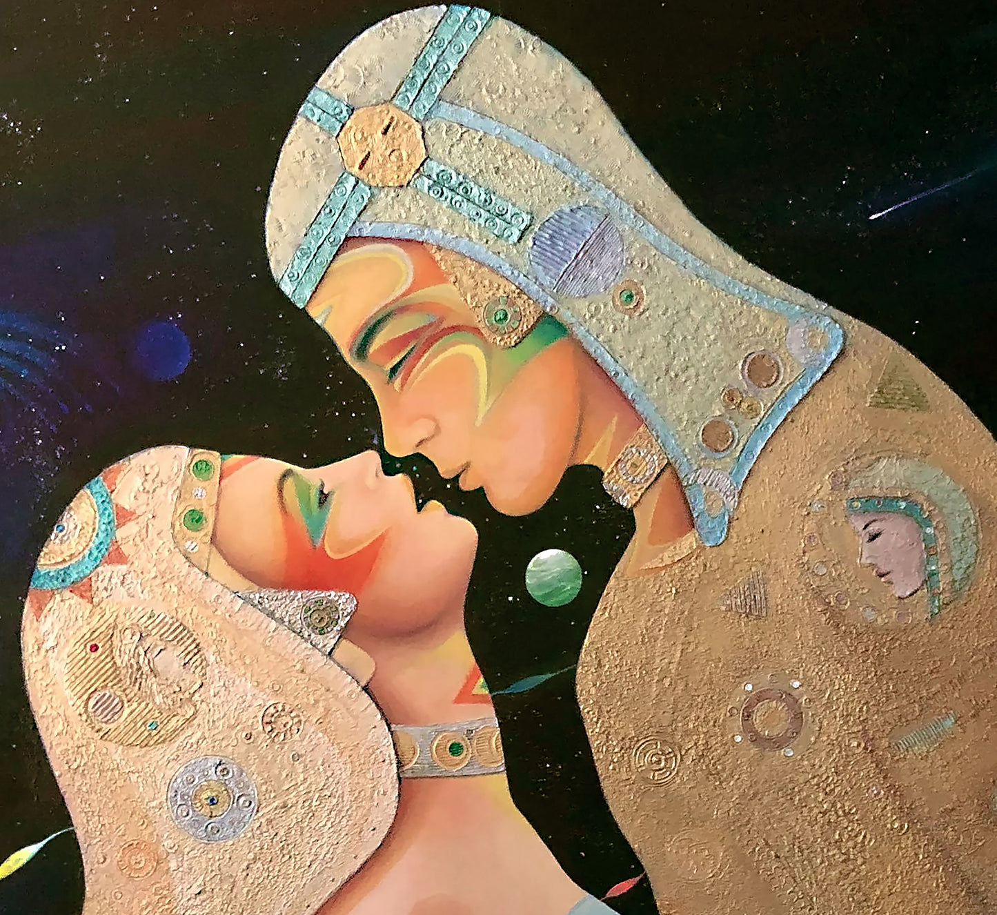 MERKABA LOVERS, Hand Embellished Giclee on Canvas, 24 X 36 Inches