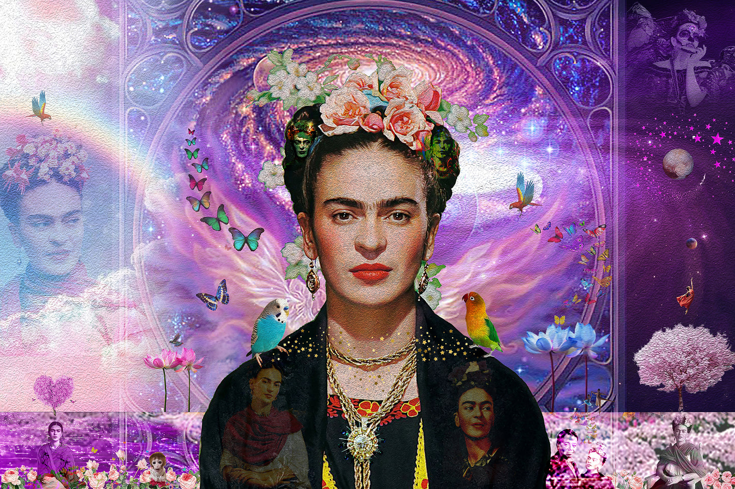 "AMANDO A FRIDA" MIX MEDIA ARTWORK ON CANVAS 36 x 24 Inches