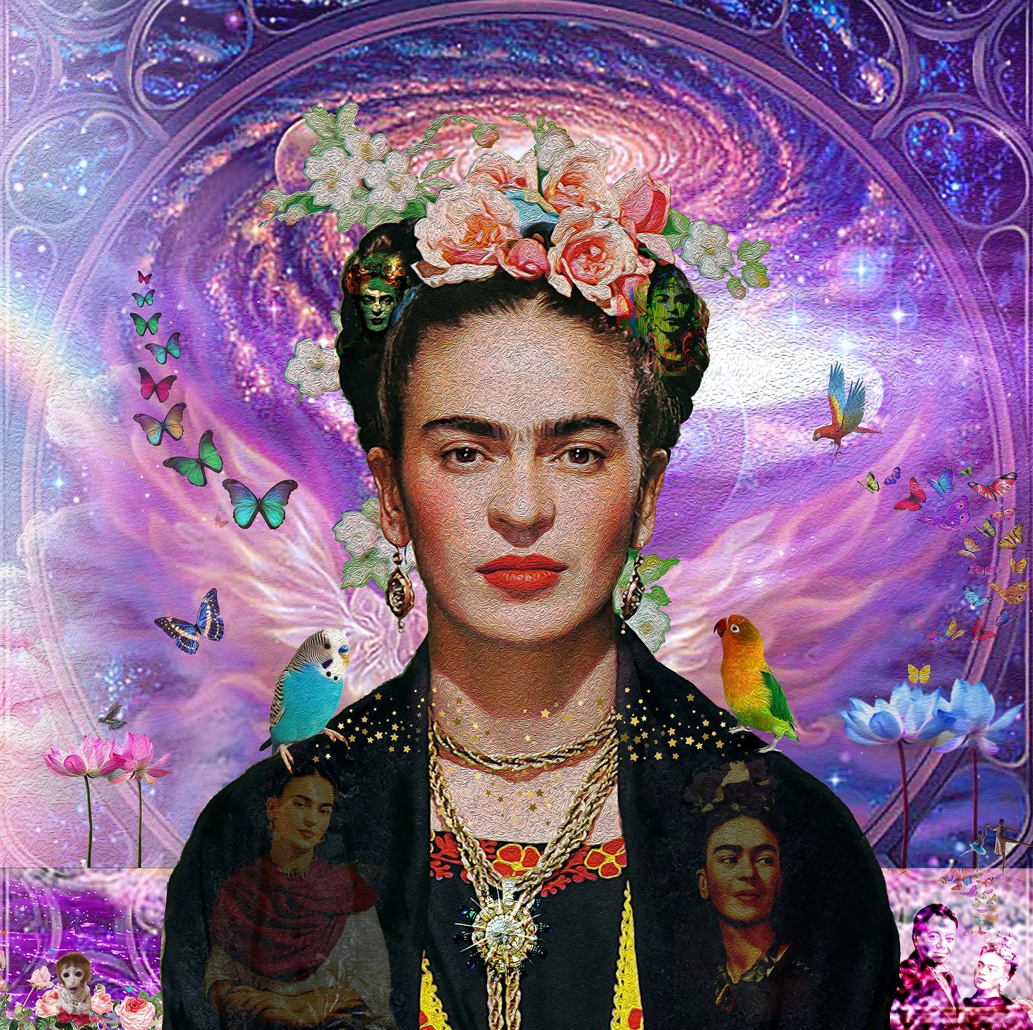 "AMANDO A FRIDA" MIX MEDIA ARTWORK ON CANVAS 36 x 24 Inches