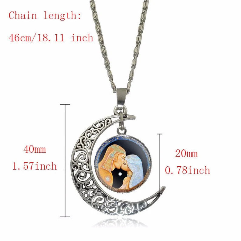 "MOON LOVERS" ART JEWELRY NECKLACE