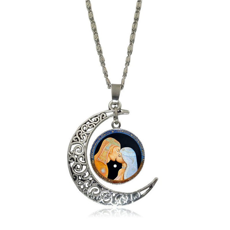 "MOON LOVERS" ART JEWELRY NECKLACE